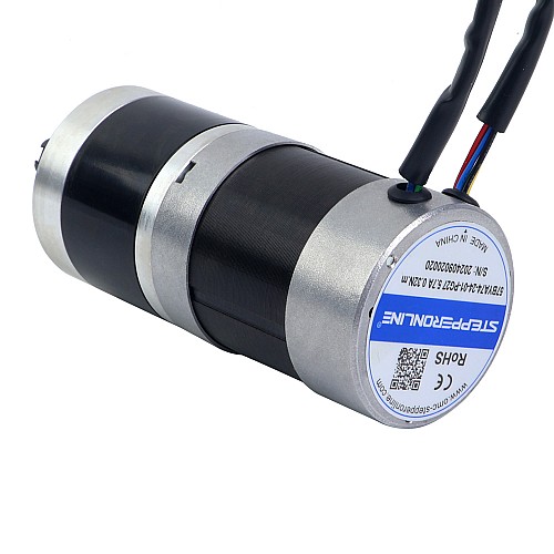 24V 101W Round Geared Brushless DC Motor 6.90Nm(977.12oz.in) 27:1 Round Planetary Gearbox - 57BYA74-24-01-PG27 | StepperOnline CA