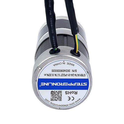 24V 101W Round Geared Brushless DC Motor 6.90Nm(977.12oz.in) 27:1 Round Planetary Gearbox - 57BYA74-24-01-PG27 | StepperOnline CA