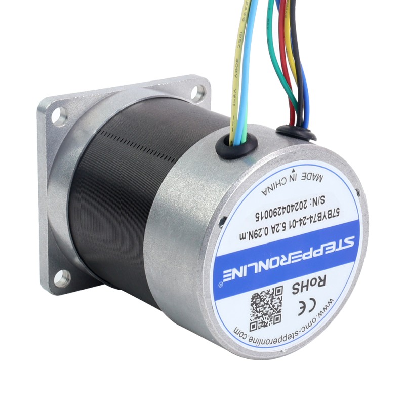 24V 3000RPM 0.29Nm 91W 5.20A 57x57x73.5mm Brushless DC Motor - 57BYB74-24-01 | StepperOnline CA