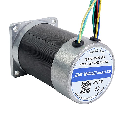 36V 3000RPM 0.41Nm 129W 4.90A 57x57x93.5mm Brushless DC Motor - 57BYB94-36-01 | StepperOnline CA