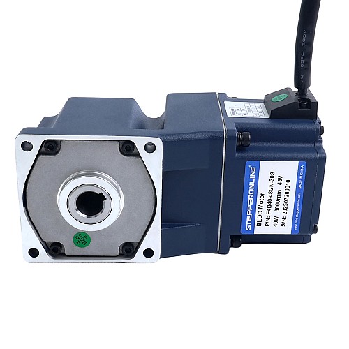 48V 40W 30RPM Geared BLDC Motor 8.00Nm(1132.90oz.in) 100:1 Right Angle Gearbox - F4B40-48GN-30S/4GN100RC | StepperOnline CA