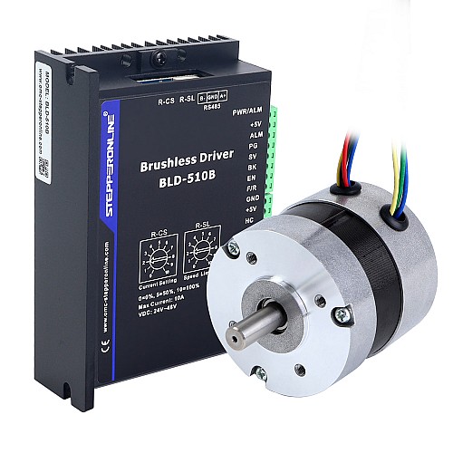 Brushless DC Motor & Driver Kit 67W 24V 4000RPM 0.16Nm(22.66oz.in) - K-510B24-67W | StepperOnline CA