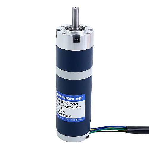 24V 30W 120RPM Geared Brushless DC Motor 1.90Nm(269.06oz.in) 25:1 Planetary Gearbox - M42B30-24P-30S/G42-25S1 | StepperOnline CA