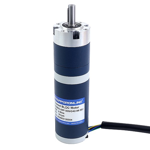24V 30W 30RPM Geared Brushless DC Motor 6.90Nm(977.12oz.in) 99.5:1 Planetary Gearbox - M42B30-24P-30S/G42-99.5S1 | StepperOnline CA