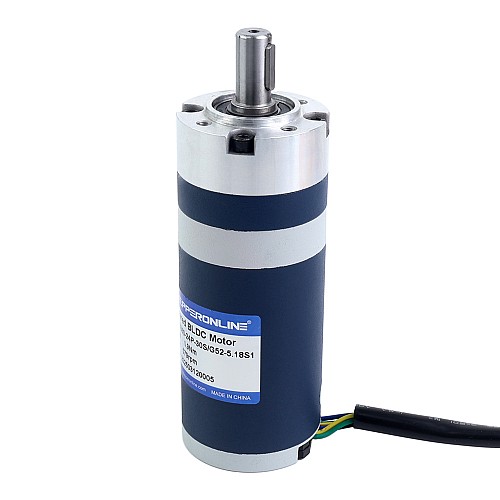 24V 60W 579RPM Geared Brushless DC Motor 0.90Nm(127.45oz.in) 5.18:1 Planetary Gearbox - M52B60-24P-30S/G52-5.18S1 | StepperOnline CA