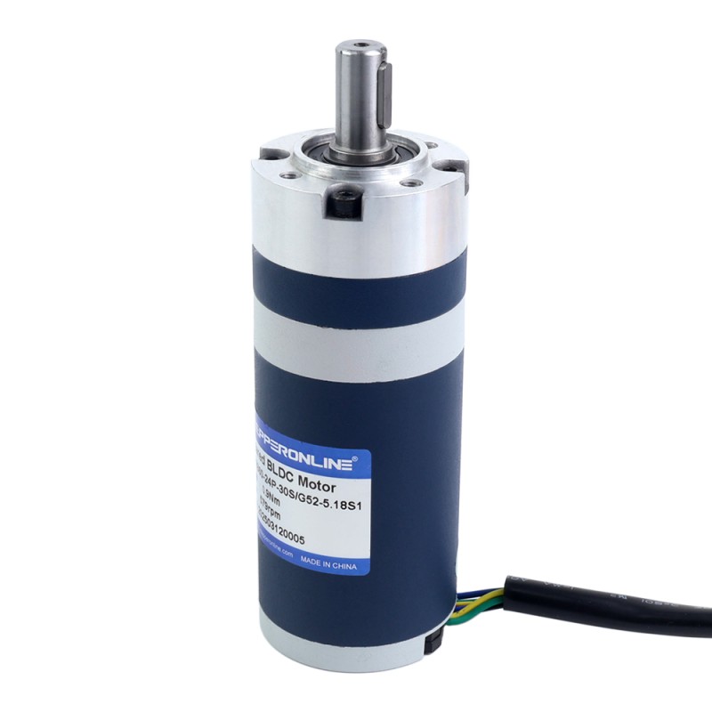 24V 60W 579RPM Geared Brushless DC Motor 0.90Nm(127.45oz.in) 5.18:1 Planetary Gearbox - M52B60-24P-30S/G52-5.18S1 | StepperOnline CA