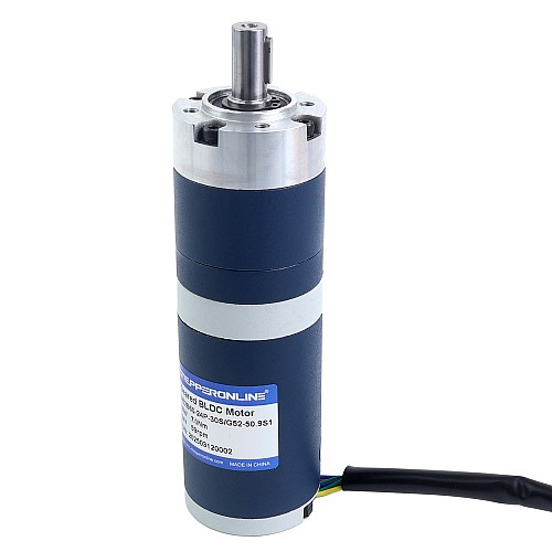 24V 60W 58.9RPM Geared Brushless DC Motor 7.00Nm(991.28oz.in) 50.9:1 Planetary Gearbox - M52B60-24P-30S/G52-50.9S1 | StepperOnline CA