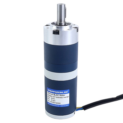 24V 90W 20.7RPM Geared Brushless DC Motor 30.00Nm(4248.35oz.in) 144.5:1 Planetary Gearbox - M62B90-24P-30S/G62-144.5S1 | StepperOnline CA