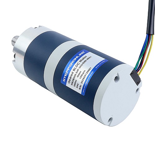 24V 200W 100RPM Geared Brushless DC Motor 15.00Nm(2124.17oz.in) 30:1 Planetary Gearbox - M82B200-24P-30S/G82-30S1 | StepperOnline CA