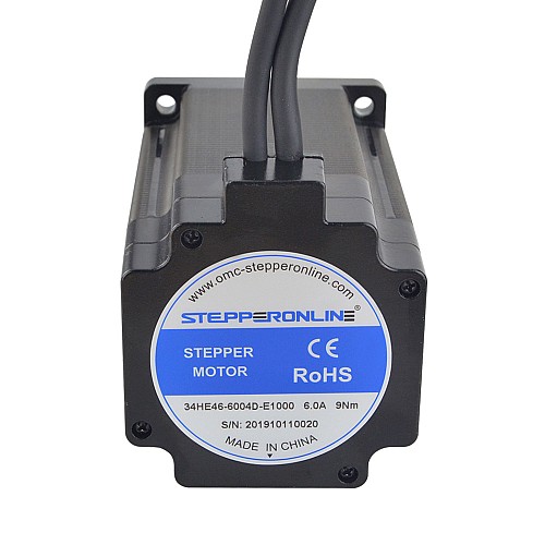 E Series Nema 34 Closed Loop Stepper Motor 9Nm(1274.5oz.in) Encoder 1000PPR(4000CPR) - 34HE46-6004D-E1000 | StepperOnline CA