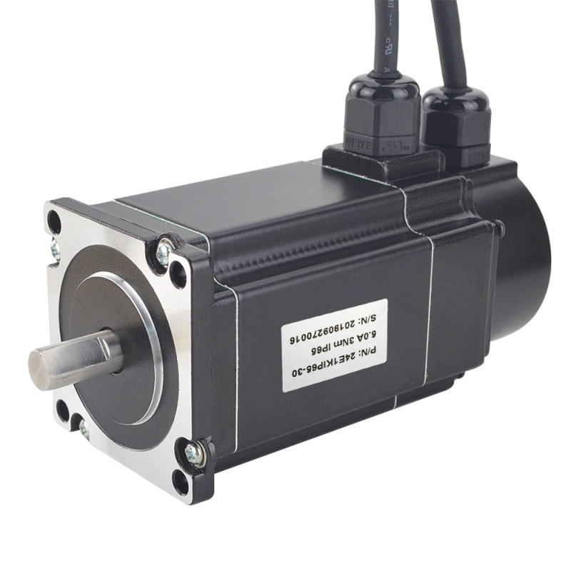 P Series IP65 Waterproof Nema 24 Closed Loop Stepper Motor 3Nm(424.92oz.in) with Encoder 1000PPR(4000CPR) - 24E1KIP65-30 | StepperOnline CA