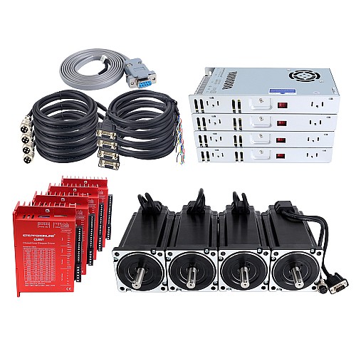 YS Series 4 Axis 12.00Nm(1699.34oz.in) Nema 34 Closed Loop Stepper Kit V2.0 w/ Power Supply - 4-CLYS120-V20 | StepperOnline CA
