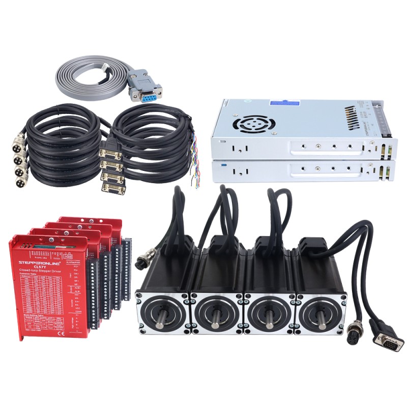 YS Series 4 Axis Closed Loop Stepper CNC Kit V2.0 3.00Nm(424.83oz.in) Nema 23 Motor w/ 2.0m Cables & Power Supply - 4-CLYS30-V20 | StepperOnline CA