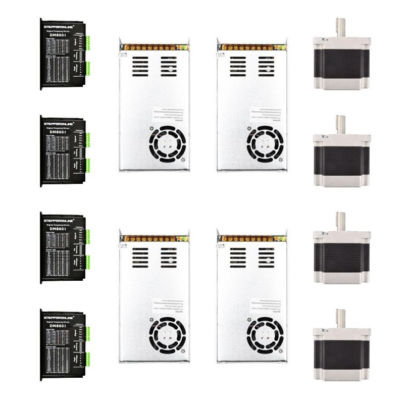 4 Axis CNC Router Kit 4.5Nm(637oz.in) Nema 34 Stepper Motor & Driver - 4-DM860I-34HS31 | StepperOnline CA