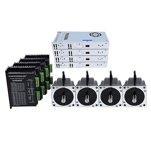 4 Axis Stepper CNC Kit 8.0Nm(1132.89oz.in) Nema 34 Stepper Motor & Driver & 60V Power Supply - 4-DM860I-S80 | StepperOnline CA