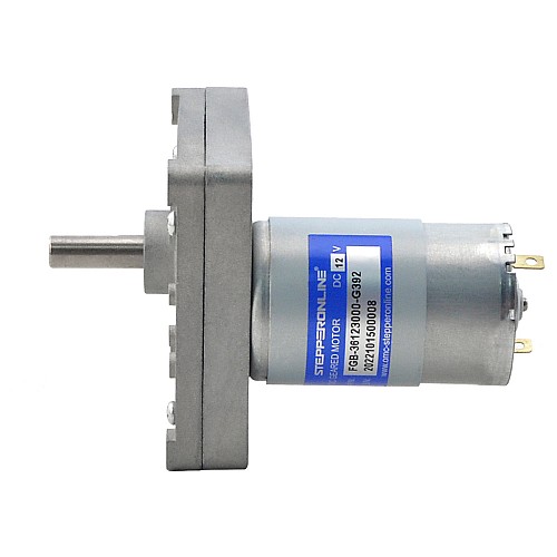 Brushed 12V DC Gear Motor 35Kg.cm/5.7RPM w/ 392:1 Rectangular Spur Gearbox - FGB-36123000-G392 | StepperOnline CA