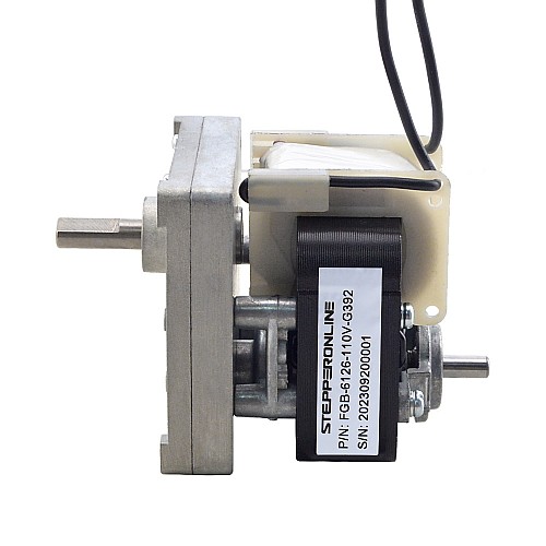110V AC Gear Motor 50Kg.cm/7.8RPM w/ 392:1 Rectangular Spur Gearbox - FGB-6126-110V-G392 | StepperOnline CA