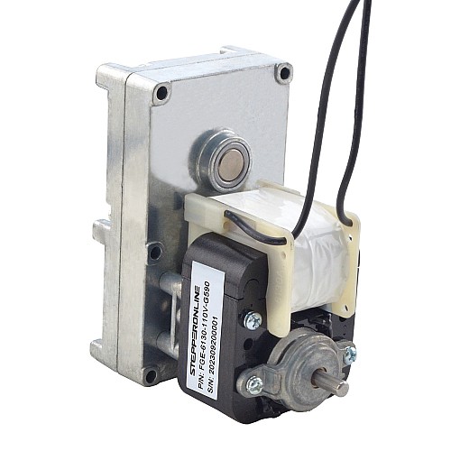 110V AC Gear Motor 100Kg.cm/5.5RPM w/ 590:1 Rectangular Spur Gearbox - FGE-6130-110V-G590 | StepperOnline CA