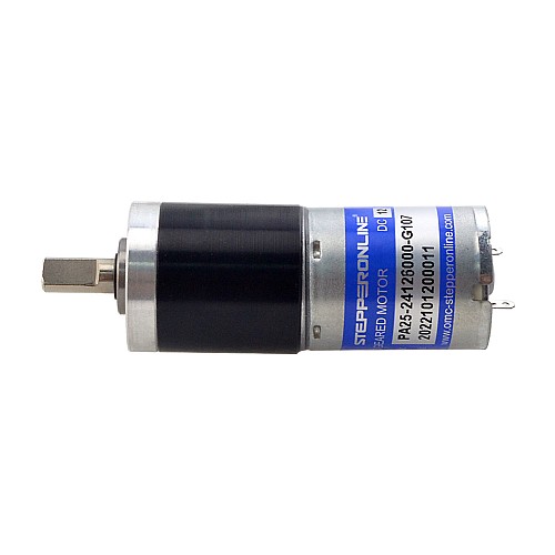 Brushed 12V DC Gear Motor 2.25Kg.cm/42RPM w/ 107.17:1 Planetary Gearbox - PA25-24126000-G107 | StepperOnline CA