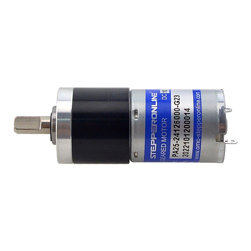 Brushed 12V DC Gear Motor 0.54Kg.cm/199RPM w/ 23:1 Planetary Gearbox - PA25-24126000-G23 | StepperOnline CA