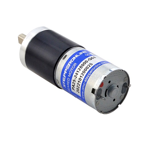 Brushed 12V DC Gear Motor 1.3Kg.cm/70RPM w/ 64:1 Planetary Gearbox - PA25-24126000-G64 | StepperOnline CA