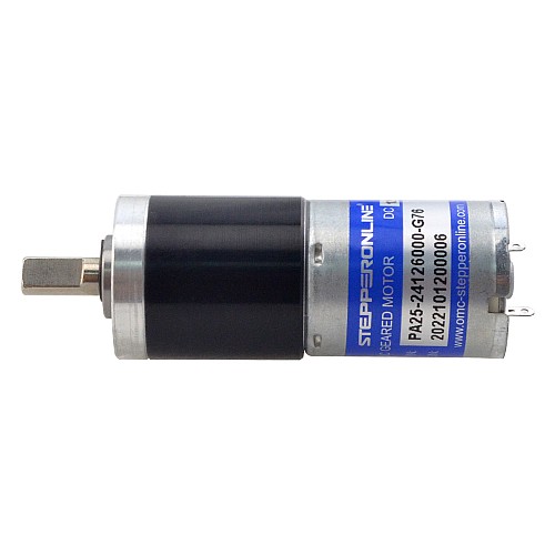 Brushed 12V DC Gear Motor 1.6Kg.cm/59RPM w/ 76:1 Planetary Gearbox - PA25-24126000-G76 | StepperOnline CA
