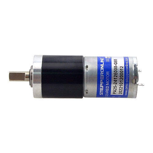 Brushed 12V DC Gear Motor 1.9Kg.cm/50RPM w/ 90.25:1 Planetary Gearbox - PA25-24126000-G90 | StepperOnline CA
