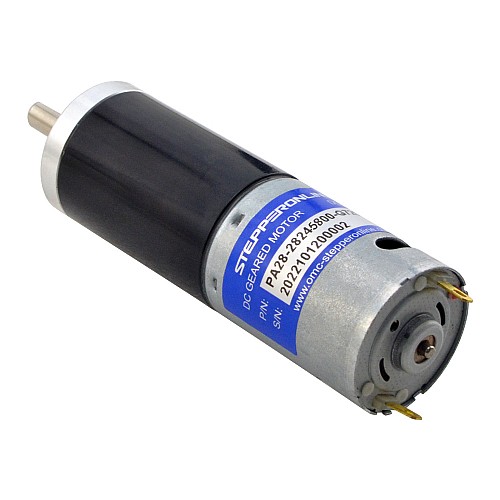 Brushed 24V DC Gear Motor 22Kg.cm/6.4RPM w/ 720:1 Planetary Gearbox - PA28-28245800-G720 | StepperOnline CA