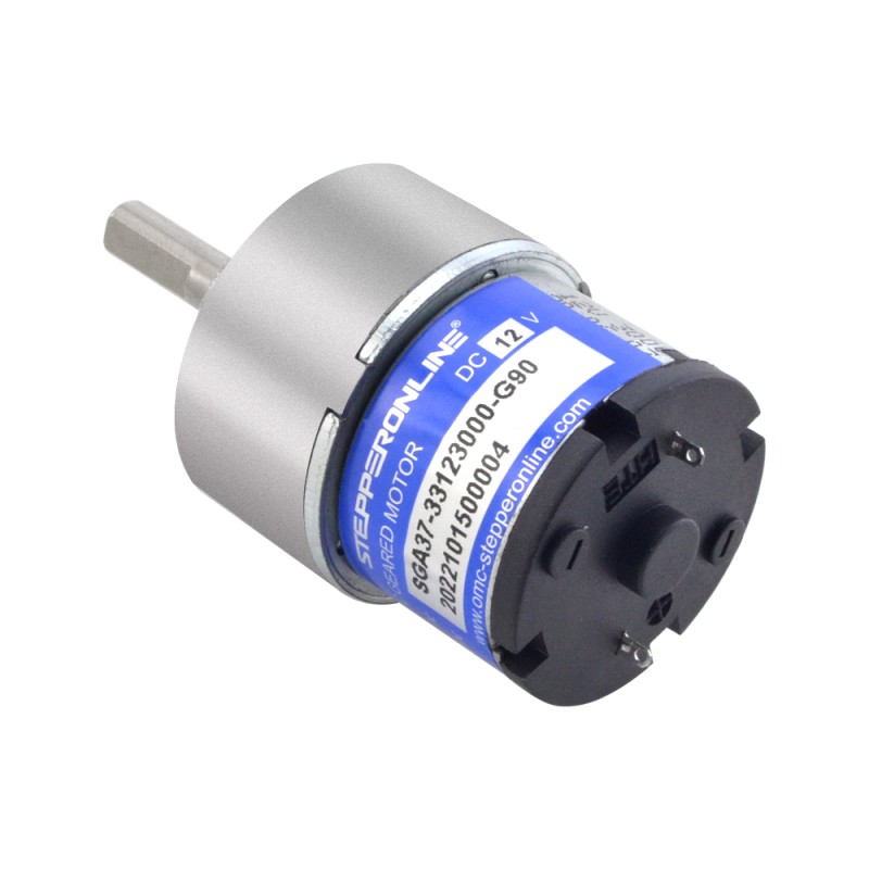 CN On Sale - Brushed 12V DC Gear Motor 2Kg.cm/24RPM 90:1 Spur Gearbox - CN-SGA37-33123000-G90 | StepperOnline CA