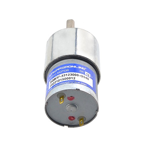 Brushed 12V DC Gear Motor 12Kg.cm/4.4RPM 540:1 Spur Gearbox - SGB37-33123000-G540 | StepperOnline CA
