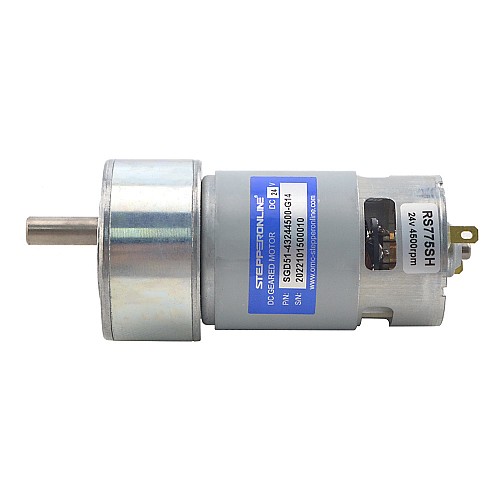 Brushed 24V DC Gear Motor 5Kg.cm/245RPM 14:1 Spur Gearbox - SGD51-43244500-G14 | StepperOnline CA Brushed 24V DC Gear Motor 5Kg.cm/245RPM 14:1 Spur Gearbox - SGD51-43244500-G14 | StepperOnline CA