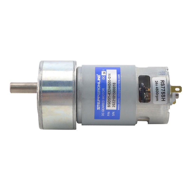 Brushed 24V DC Gear Motor 5Kg.cm/245RPM 14:1 Spur Gearbox - SGD51-43244500-G14 | StepperOnline CA
