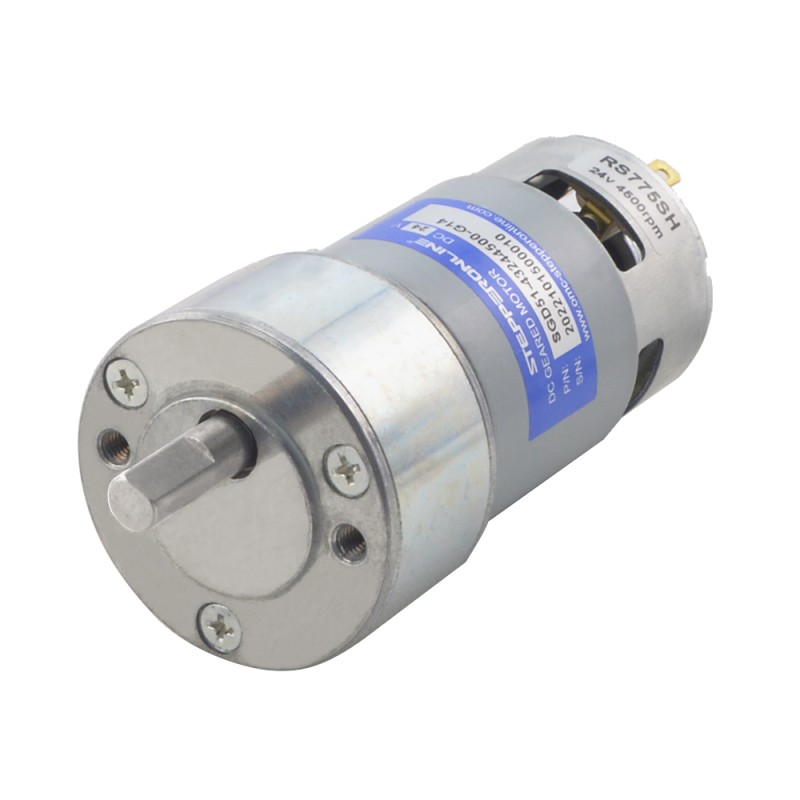 Brushed 24V DC Gear Motor 5Kg.cm/245RPM 14:1 Spur Gearbox - SGD51-43244500-G14 | StepperOnline CA
