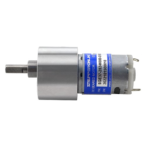 Brushed 24V DC Gear Motor 8.5Kg.cm/25RPM 180:1 Spur Gearbox - SGE37-28246000-G180 | StepperOnline CA