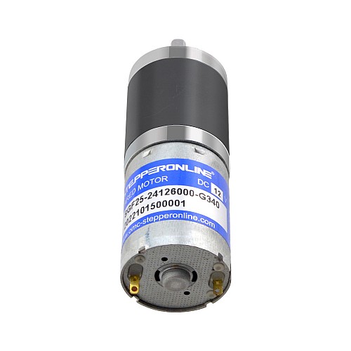 Brushed 12V DC Gear Motor 5Kg.cm/14RPM 340:1 Spur Gearbox - SGF25-24126000-G340 | StepperOnline CA