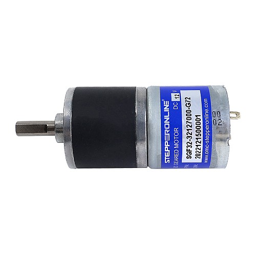 Brushed 12V DC Gear Motor 3.5Kg.cm/80RPM 72:1 Spur Gearbox - SGF32-32127000-G72 | StepperOnline CA