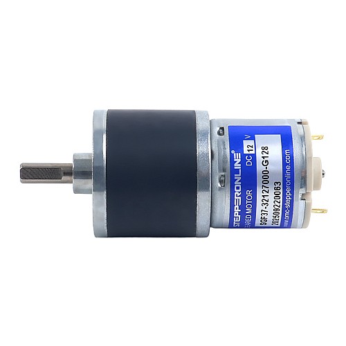 Brushed 12V DC Gear Motor 6Kg.cm/40RPM 128:1 Spur Gearbox - SGF37-32127000-G128 | StepperOnline CA