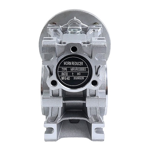 MRVR030 Worm Drive Gearbox 80:1 Ratio Φ9mm Input Shaft with 56B14 Motor Input Flange - MRVR030BB3-G80-D9 | StepperOnline CA