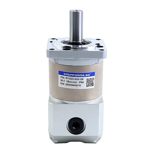 RYG Series Right Angle Planetary Gearbox Gear Ratio 20:1 Backlash 15arc-min for Nema 23 Stepper Motor - RYG23-G20-D8 | StepperOnline CA