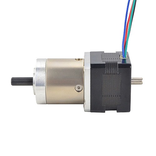Nema 14 Dual Shaft Stepper Motor Bipolar L=28mm w/ Gear Ratio 19:1 Planetary Gearbox 9.5mm Rear Shaft Length - 14HS11-1004D-PG19-AR3 | StepperOnline CA