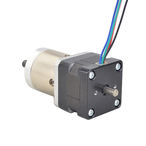 Nema 14 Dual Shaft Stepper Motor Bipolar L=28mm w/ Gear Ratio 19:1 Planetary Gearbox 9.5mm Rear Shaft Length - 14HS11-1004D-PG19-AR3 | StepperOnline CA