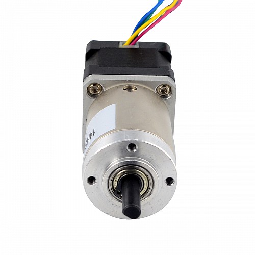 Nema 14 Stepper L=34mm w/ Rear Shaft & Screw Hole & Gear Ratio 51:1 Gearbox - 14HS13-0804D-PG51 | StepperOnline CA