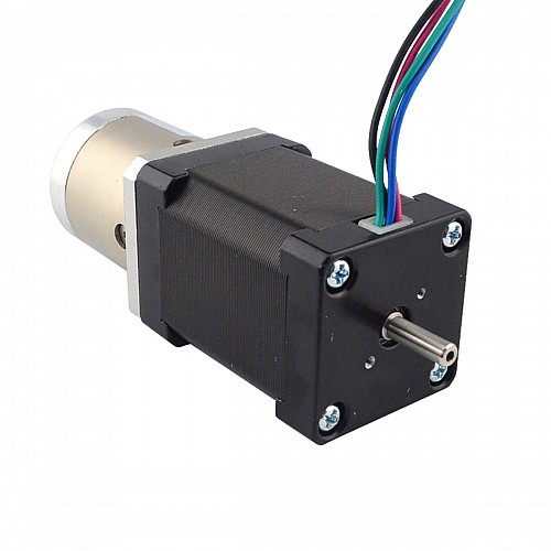 Nema 14 Stepper L=52mm w/ Rear Shaft & Screw Hole & Gear Ratio 14:1 Gearbox - 14HS20-1504D-PG14 | StepperOnline CA