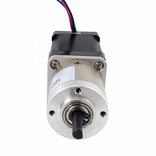 Nema 14 Stepper L=52mm w/ Rear Shaft & Screw Hole & Gear Ratio 14:1 Gearbox - 14HS20-1504D-PG14 | StepperOnline CA