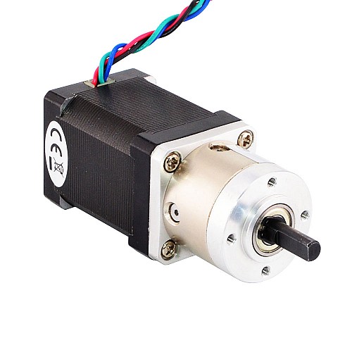 Nema 14 Stepper L=52mm w/ Rear Shaft & Gear Ratio 4:1 Planetary Gearbox - 14HS20-1504D-PG4 | StepperOnline CA
