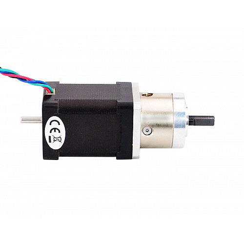 Nema 14 Stepper L=52mm w/ Rear Shaft & Gear Ratio 4:1 Planetary Gearbox - 14HS20-1504D-PG4 | StepperOnline CA