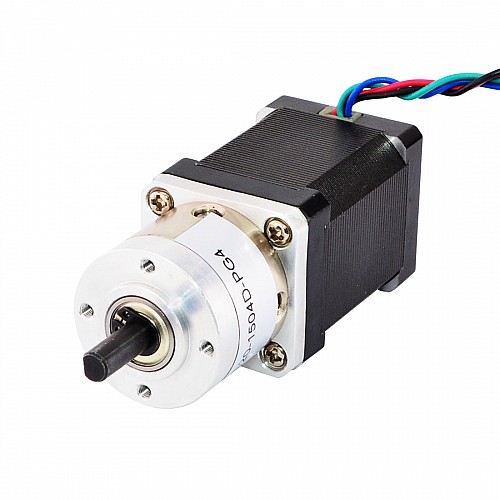 Nema 14 Stepper L=52mm w/ Rear Shaft & Gear Ratio 4:1 Planetary Gearbox - 14HS20-1504D-PG4 | StepperOnline CA