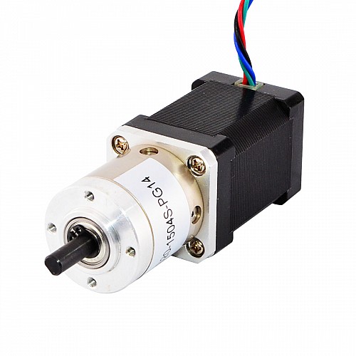Nema 14 Stepper Motor Bipolar L=52mm w/ Gear Ratio 14:1 Planetary Gearbox - 14HS20-1504S-PG14 | StepperOnline CA