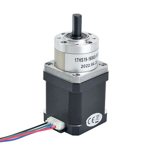 Nema 17 Stepper Motor Bipolar L=48mm w/ Gear Ratio 5:1 Planetary Gearbox 1850mm Cable Length - 17HS19-1684S-PG5X | StepperOnline CA
