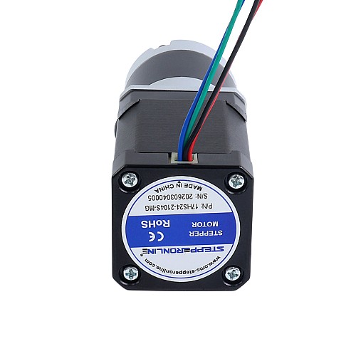 Nema 17 Stepper Motor Bipolar L=60mm w/ Gear Ratio 100:1 MG Series Planetary Gearbox - 17HS24-2104S-MG100 | StepperOnline CA